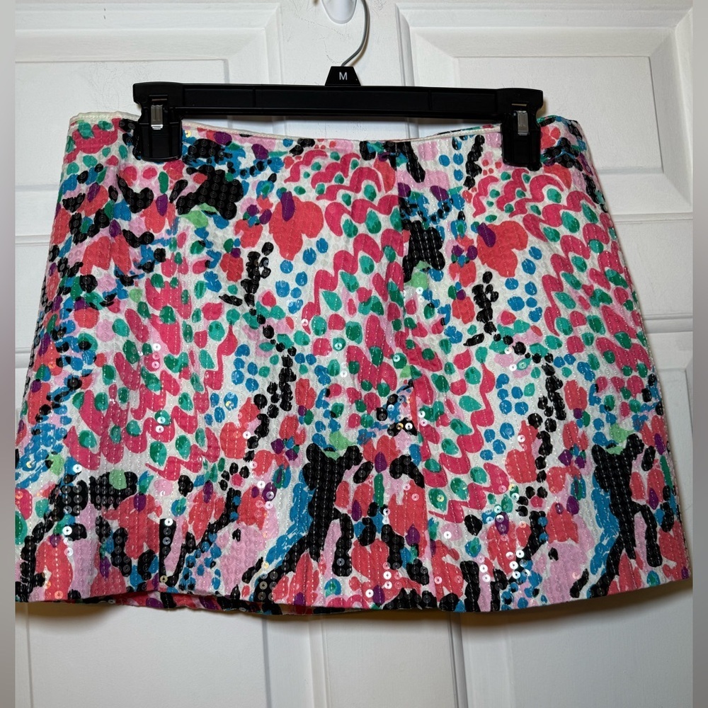 Lilly Pulitzer Woman’s Sz 4 Tate Mini Skirt Multicolor Sequined Abstract Print